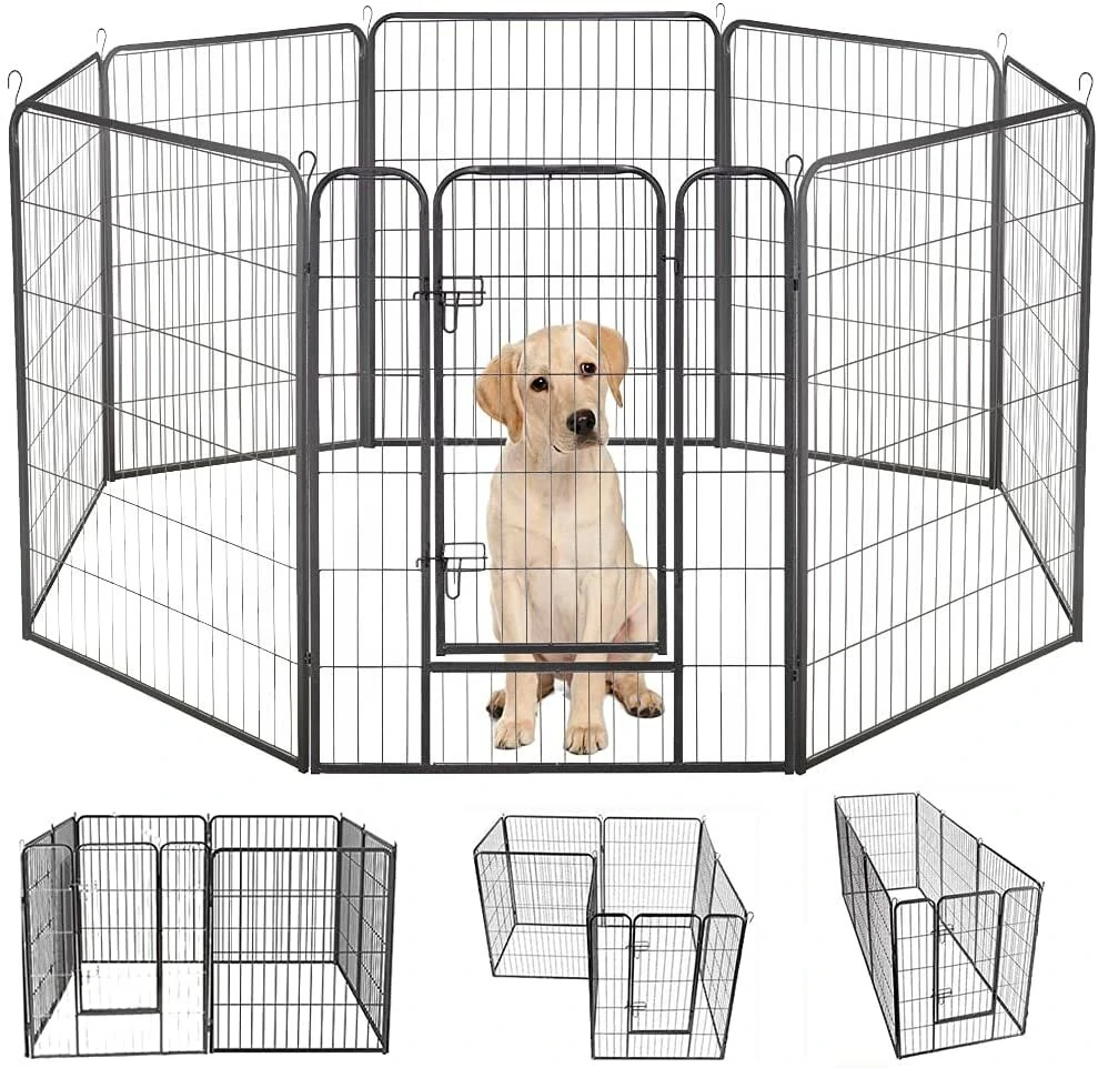 PawGiant Dog Pen 8 Panels 40" Height RV Dog Fence Outdoor Playpens Exercise Pen for Dogs Metal Protect Design Poles Foldable Barrier with Door (image for) PawGiant Dog Pen 8 Panels 40" Height RV Dog Fence Outdoor Playpens Exercise Pen for Dogs Metal Protect Design Poles Foldable Barrier with Door