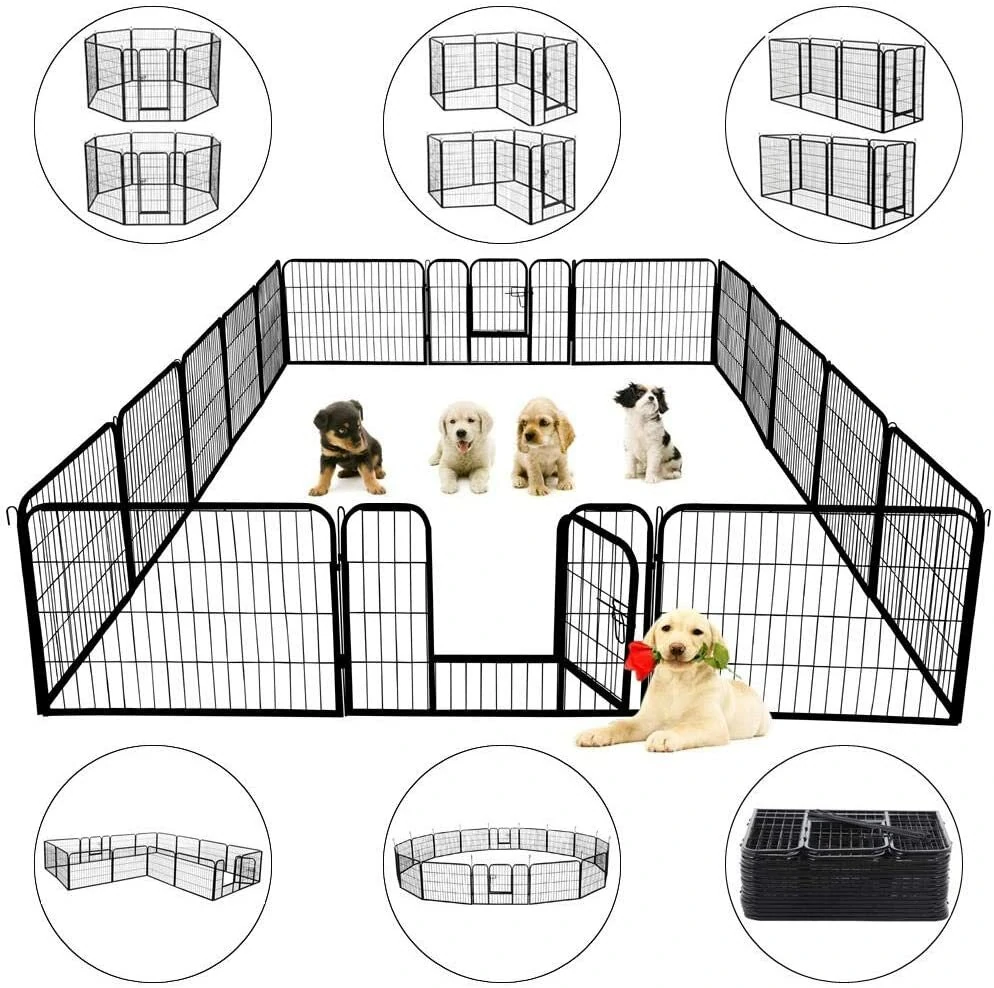 PawGiant Heavy Duty Metal Dog Exercise Playpen Fence for Indoor Outdoor 16 Panels 32 Inch Height (image for) PawGiant Heavy Duty Metal Dog Exercise Playpen Fence for Indoor Outdoor 16 Panels 32 Inch Height